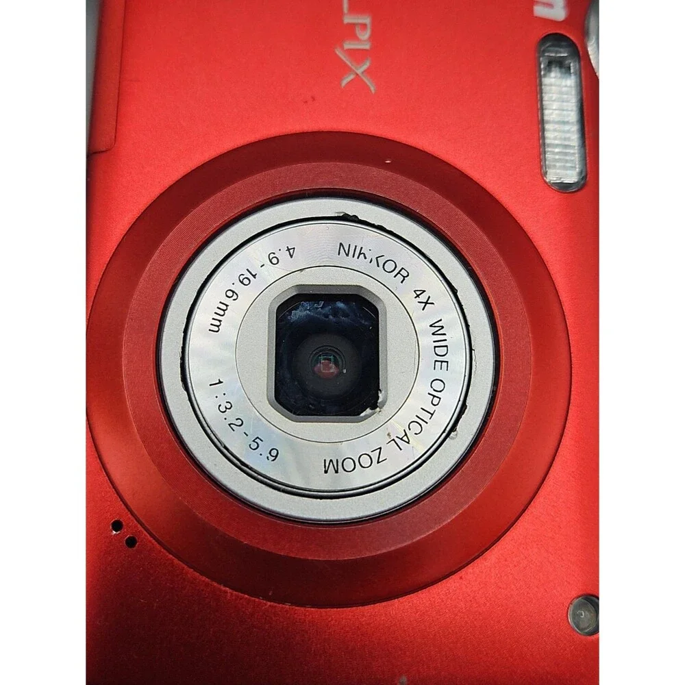 Nikon Coolpix S205 Digital Camera Red With Charger & SD Memory Tested Works READ